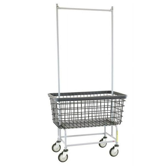 R&B Wire Products Wire Utility Cart with Double Pole Rack, 6 Bushel, Dura-Seven Anti-Rust Coating