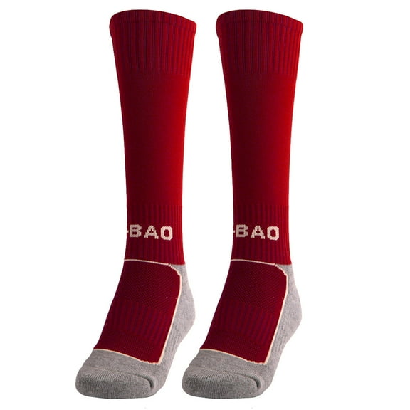 R-BAO Authorized Cotton Blends Breathable Outdoor Sports Soccer Football Long Socks Pair Red