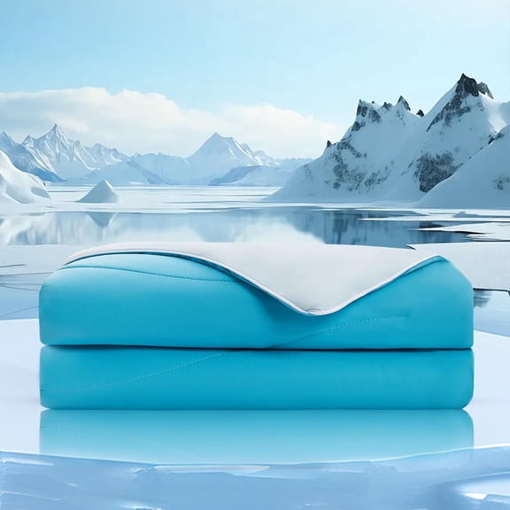 (R) BlueCool(TM) Cooling Comforter for Hot Sleepers, Night Sweats , Ultra-Breathable Lightweight and Smooth Blanket with Silk Blend Filling, Q-Max>0.4, Size 106"x90", Quick Cool Down