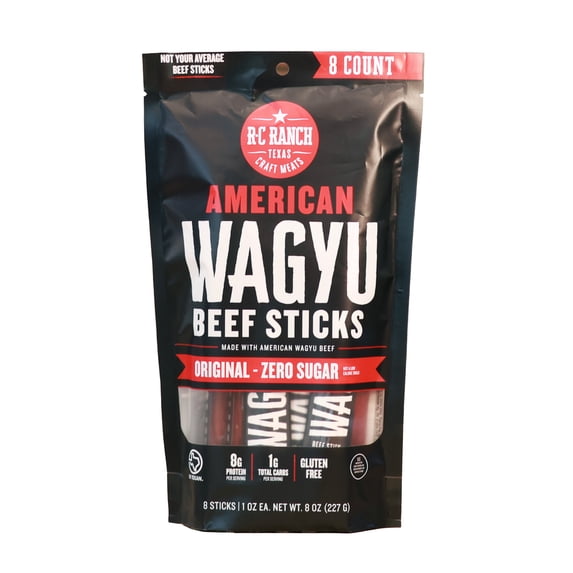 R-C Ranch Wagyu SINGLE Beef Sticks 8ct, Original Zero Sugar