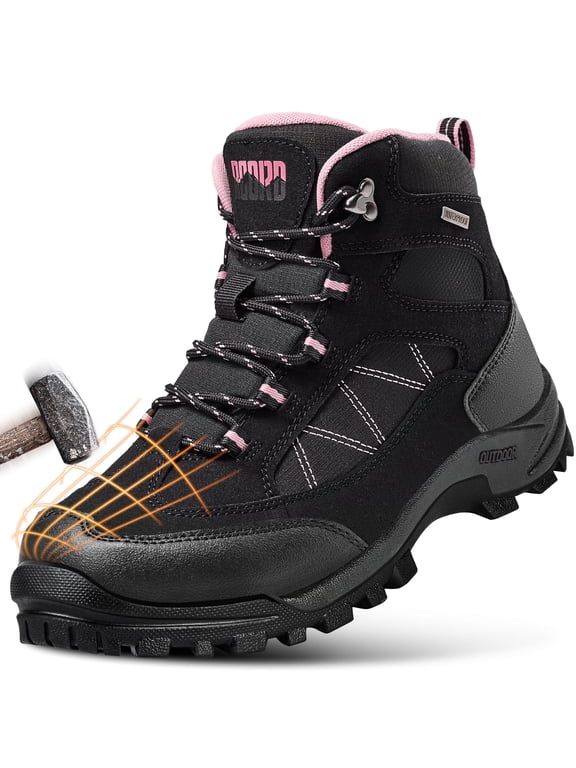 R CORD Steel Toe Boots for Women Waterproof Safety Work Boots Non-Slip Composite Toe Boots for Women Steel Toe Shoes for Women Construction Boots Hiking Boots Womens Pink 9.5