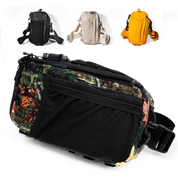 (R) Camo Fanny Pack - Anti Crossbody Bag with 8 Pockets | Rave Fanny Pack, Festival Pack, Anti Slash Sling Bag