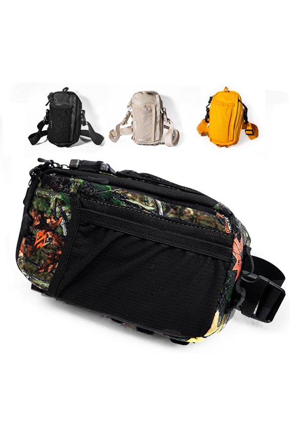 (R) Camo Fanny Pack - Anti Crossbody Bag with 8 Pockets | Rave Fanny Pack, Festival Pack, Anti Slash Sling Bag