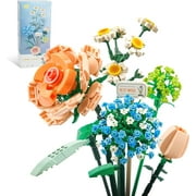 R Choi's 680Pcs Artificial Flowers Building Set - Mini Bricks Flower Bouquet, Unique DIY Decoration Home, Botanical Collection for Kids and Adults Birthday Valentine's Day Gift