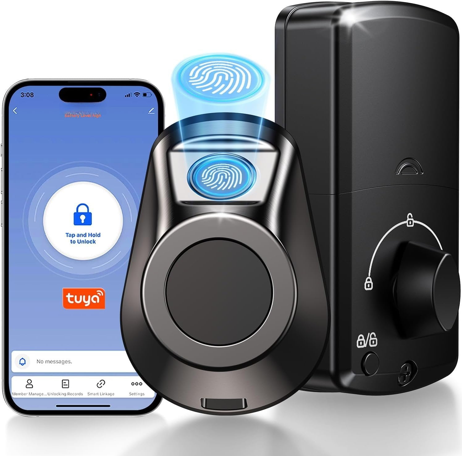 (R) Compact Deadbolt, 5-in-1 Keyless Entry Door Lock with Fingerprint ...