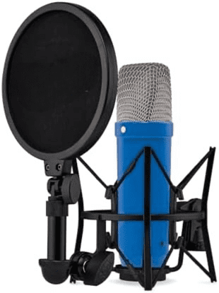 RDE NT1 Signature Series Large-Diaphragm Condenser Microphone with Shock Mount, Pop Filter and XLR Cable for Music Production, Vocal Recording, Streaming and Podcasting (Cobalt)