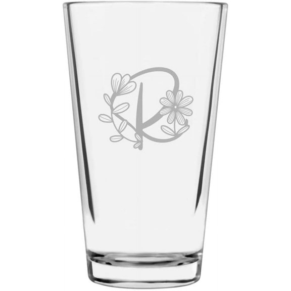 R Daishy Daisy Monogram Etched 16oz Libbey Pint Glass