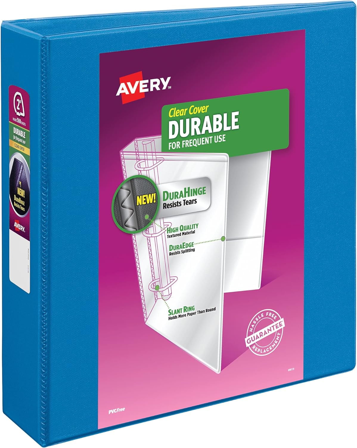 (R) Durable View 3 Ring Binder, 2 Inch Slant Rings, 1 Pool Blue Binder ...