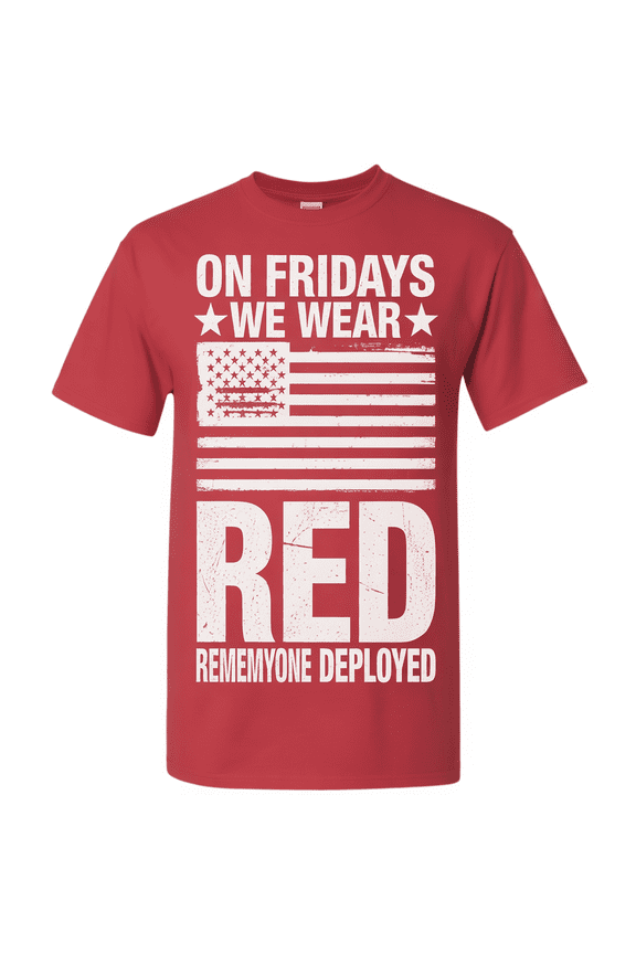 R.E.D. Friday Shirt - On Fridays We Wear Red - Patriotic Military Support Distressed Flag Tee