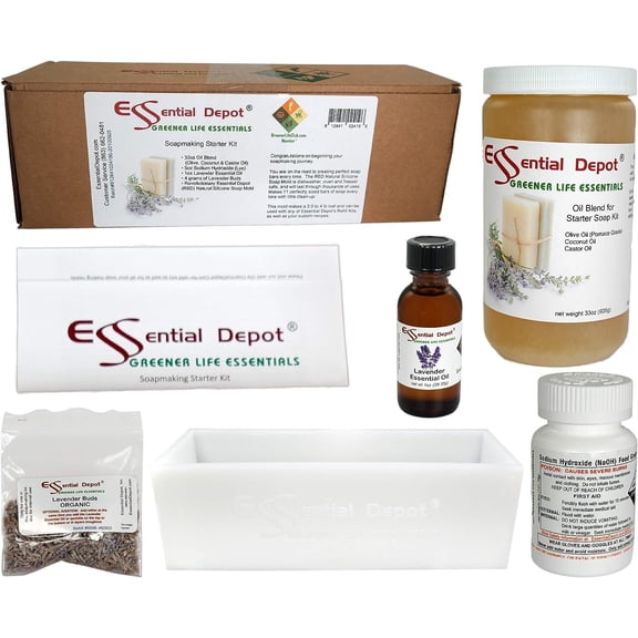R.E.D. Soap Making Starter Soap Kit - includes pre-measured ingredients to make a loaf of soap and a R.E.D. Natural Silicone Mold