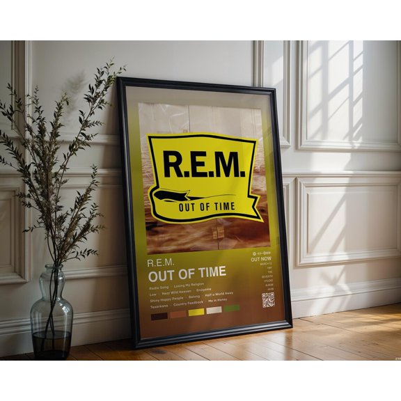 R.E.M. Out of Time Album Cover Prints Music Gift V2, Unframed Canvas