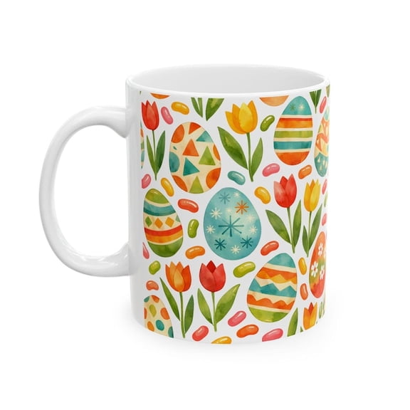 R Easter Mug Spring Tulip & Egg Pattern