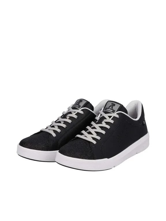 Women's 41900-00 Adelia Black Flexible Sole Lace-Up Sneakers, Size EU 38