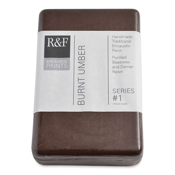 R&F Encaustic Paint Block - Burnt Umber, 333 ml block