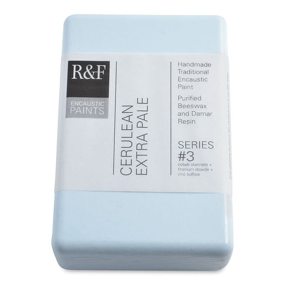 R&F Encaustic Paint Block - Cerulean Extra Pale, 333 ml block
