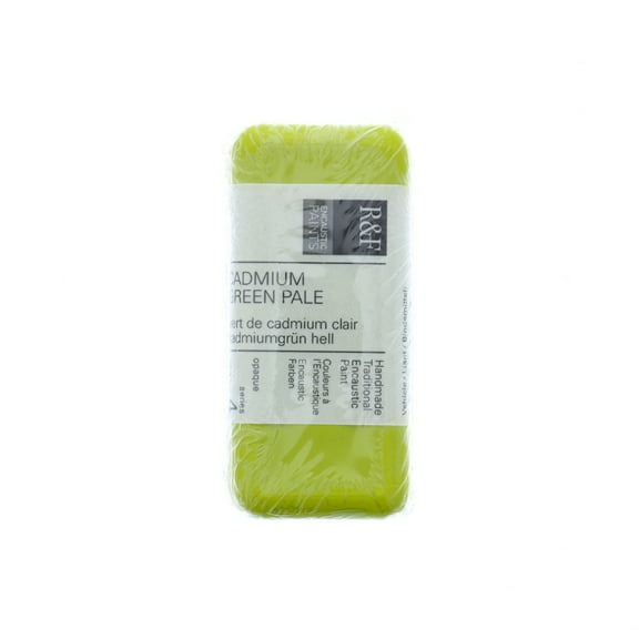 R&F Handmade Paints Encaustic Paint Cake, 104ml, Cadmium Green Pale