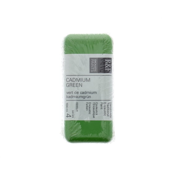 R&F Handmade Paints Encaustic Paint Cake, 104ml, Cadmium Green