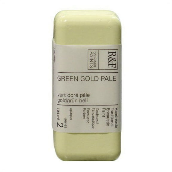 R&F Handmade Paints Encaustic Paint Cake, 104ml, Green Gold Pale