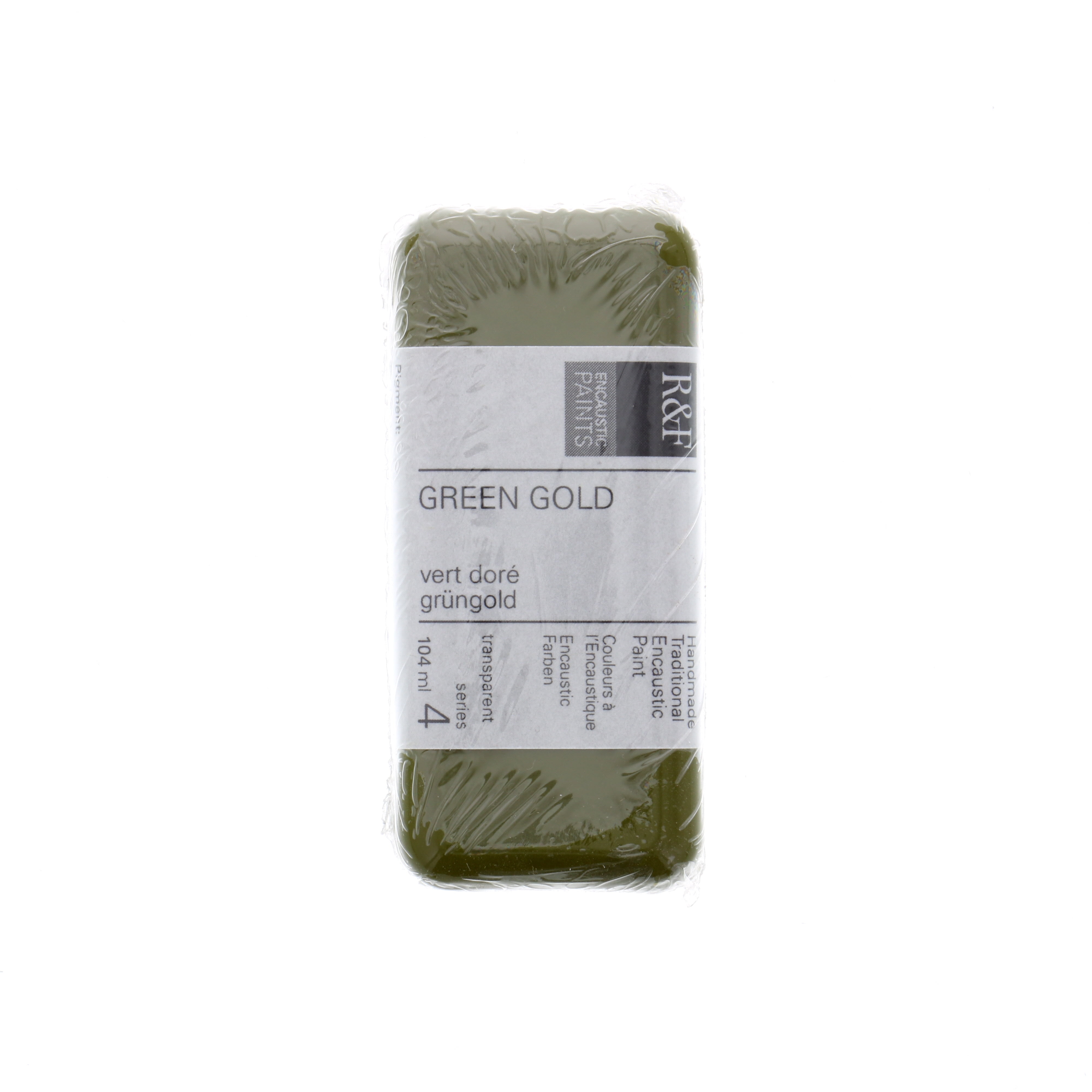 R&F Handmade Paints Encaustic Paint Cake, 104ml, Green Gold