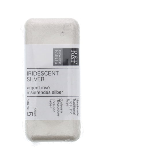 R&F Handmade Paints Encaustic Paint Cake, 104ml, Iridescent Silver