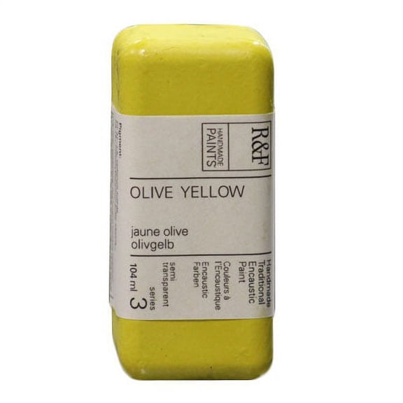 R&F Handmade Paints Encaustic Paint Cake, 104ml, Olive Yellow