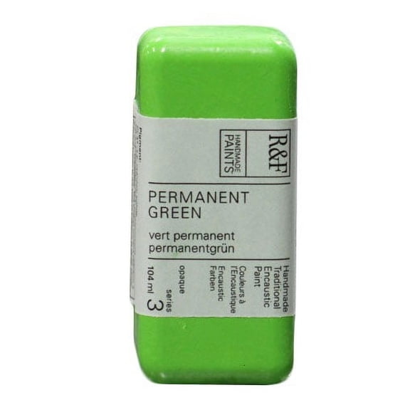 R&F Handmade Paints Encaustic Paint Cake, 104ml, Permanent Green