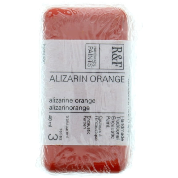 R&F Handmade Paints Encaustic Paint Cake, 40ml, Alizarin Orange