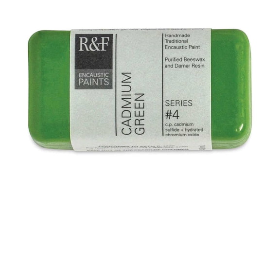 R&F Handmade Paints - Encaustic Paint Cake - 40ml Cakes - Cadmium Green