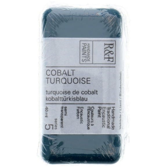 R&F Handmade Paints Encaustic Paint Cake, 40ml, Cobalt Turquoise