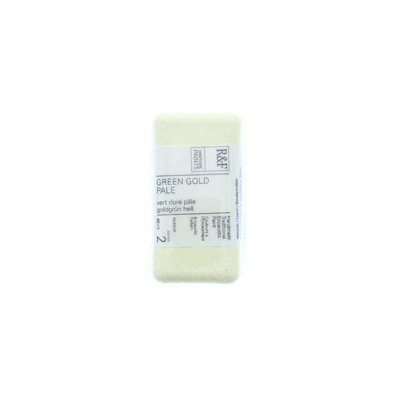 R&F Handmade Paints Encaustic Paint Cake, 40ml, Green Gold Pale