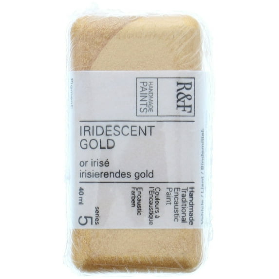 R&F Handmade Paints Encaustic Paint Cake, 40ml, Iridescent Gold