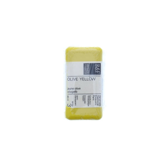 R&F Handmade Paints Encaustic Paint Cake, 40ml, Olive Yellow