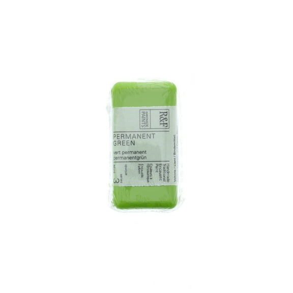 R&F Handmade Paints Encaustic Paint Cake, 40ml, Permanent Green