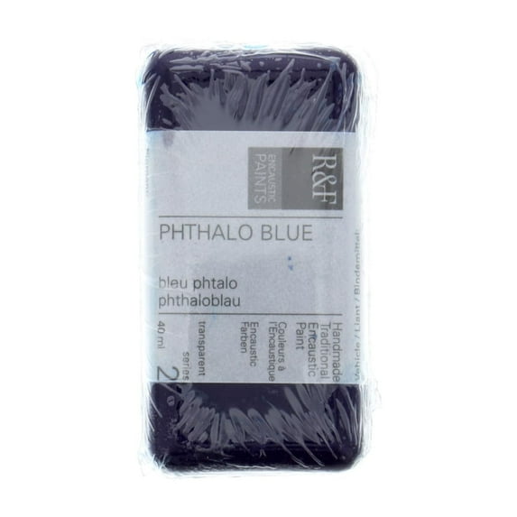 R&F Handmade Paints Encaustic Paint Cake, 40ml, Pthalo Blue