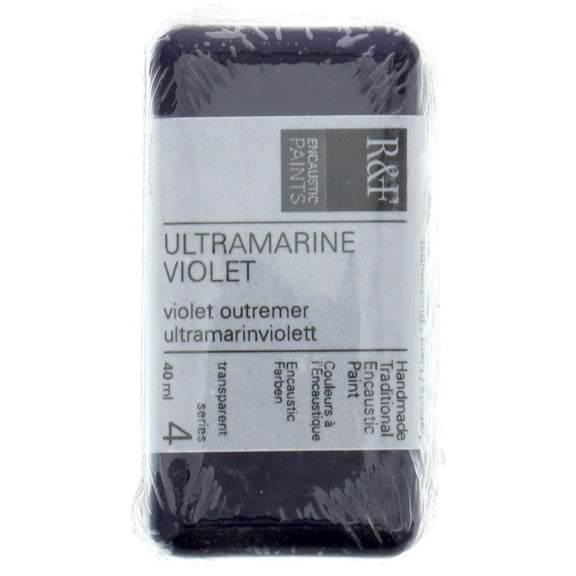 R&F Handmade Paints Encaustic Paint Cake, 40ml, Ultramarine Violet