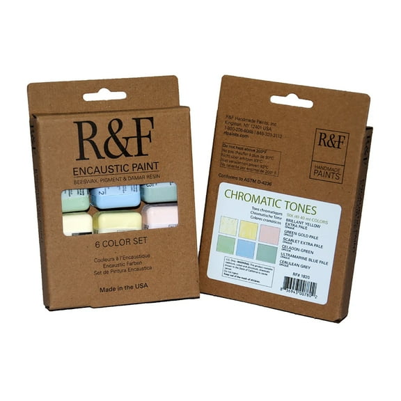 R&F Handmade Paints Encaustic Paint Cake Set, 6-Color Chromatic Tone Color Set