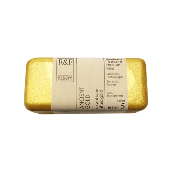 R&F Handmade Paints Encaustic Paint Cakes, 104ml Cakes, Ancient Gold