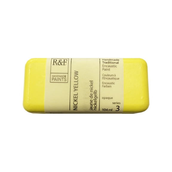 R&F Handmade Paints Encaustic Paint Cakes, 104ml Cakes, Nickel Yellow