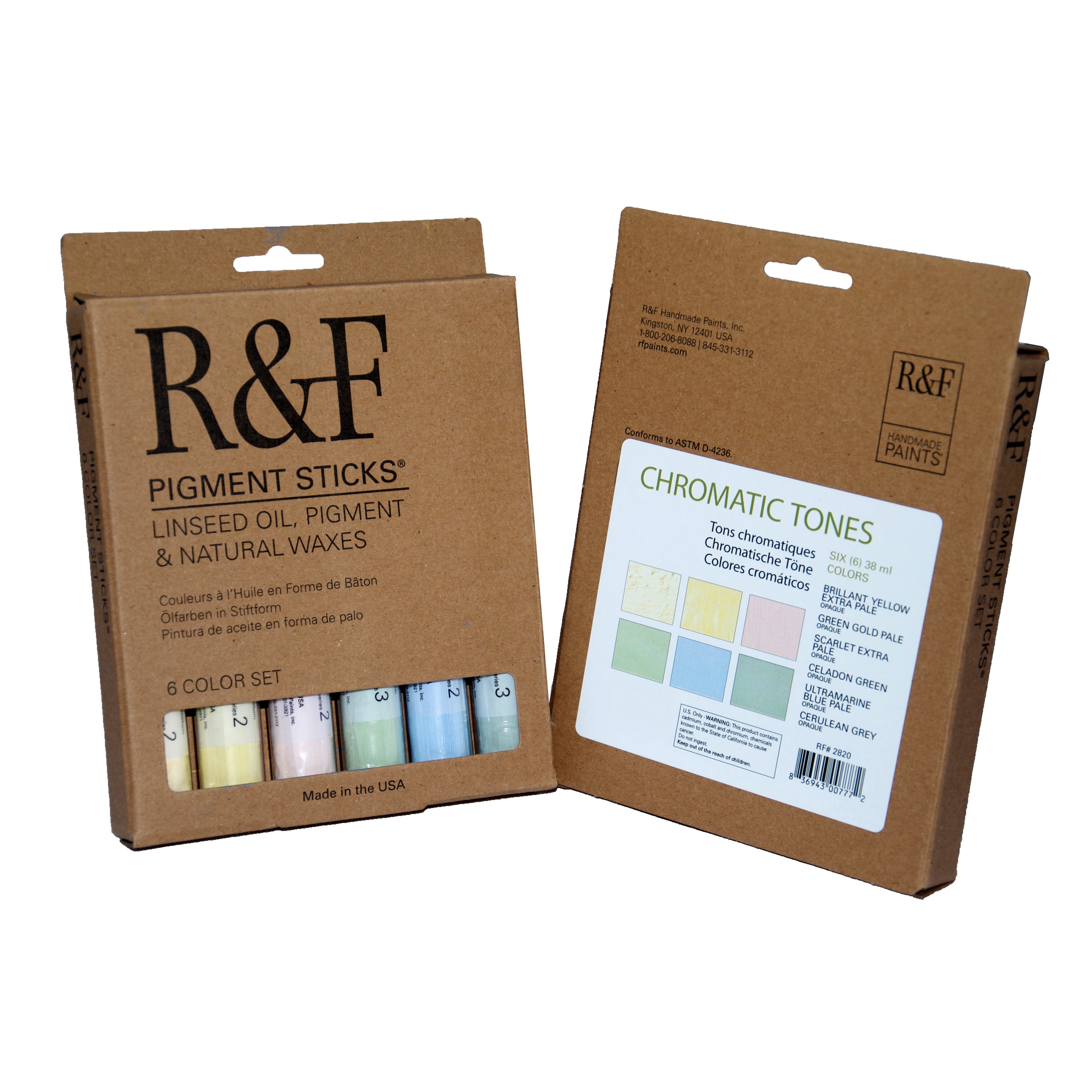 R&F Handmade Paints Pigment Stick Set, 6-Color Chromatic Tones Set