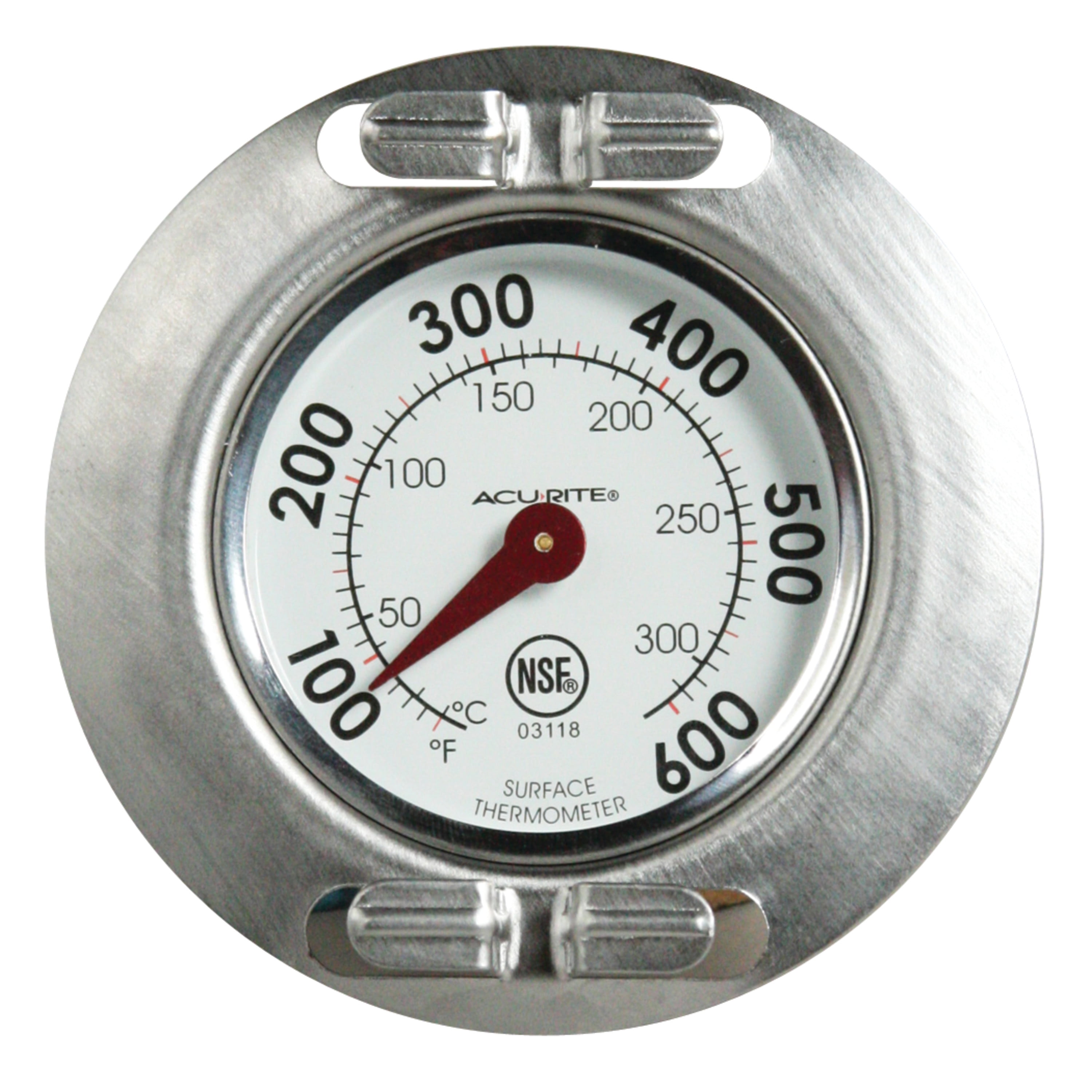 Stainless Steel Analog Surface Thermometer, 50-600°F