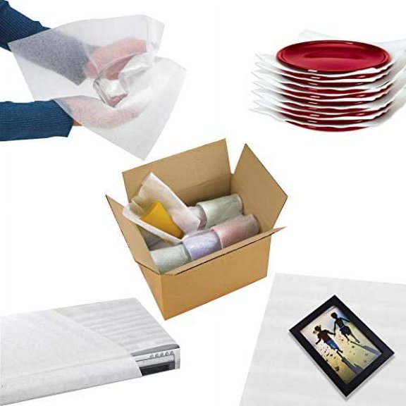 (R) Foam Wrap Rolls 12" Wide x 50 Feet x 2 Rolls (Total 100 Feet) for Cushioning Moving Packing (Perforated Every 12") and 20 Fragile Stickers Labels Included