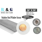 R & G Home and Yard Window Screen Mesh- 36" X 50 Stainless Steel Screen Roll   Mosquito and Bugs Netting for Window, Door, Patio   Dog, Cat and Pets Screen Protector Replacement for Doors and Garage