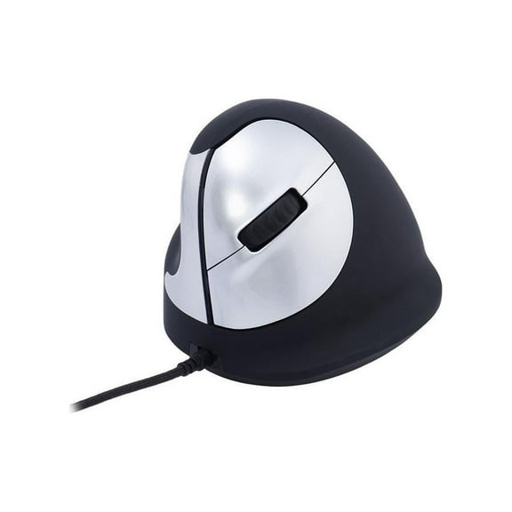 R-Go HE Break ergonomic mouse, vertical mouse with break software, prevents RSI, medium(hand length 165-185mm), left handed, wired, black