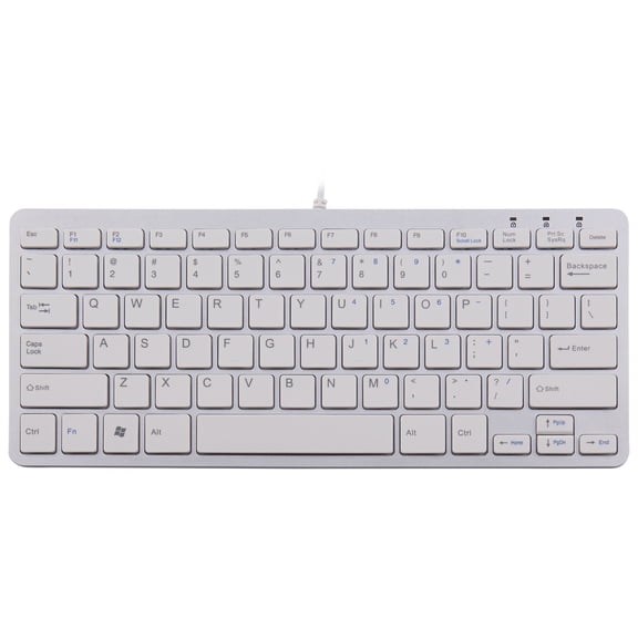 R-Go Tools Compact Slim Ergonomic Wired-USB Keyboard for PC/Computer/Desktop and Windows/Linux QWERTY (US), Cable Length 4.59ft, White with Silver