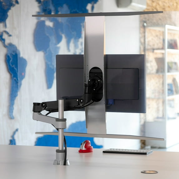 R-Go Tools Safety Screen, Sneeze Guard, partition Office, Lightweight, 40" x 28", Fits VESA-Compatible Monitor arms, Protective PET-G Plastic Recyclable, Aluminum Frame, self-Installation kit