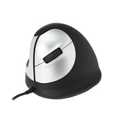 R-Go Tools USB Wired Vertical Ergonomic Mouse, [Medium Hand Size 165-185mm], Left-Hand, Black/Silver, 5 buttons, Resolution DPI 500-1500-2000-3500 for Windows, Mac, Linux, Plug and Play