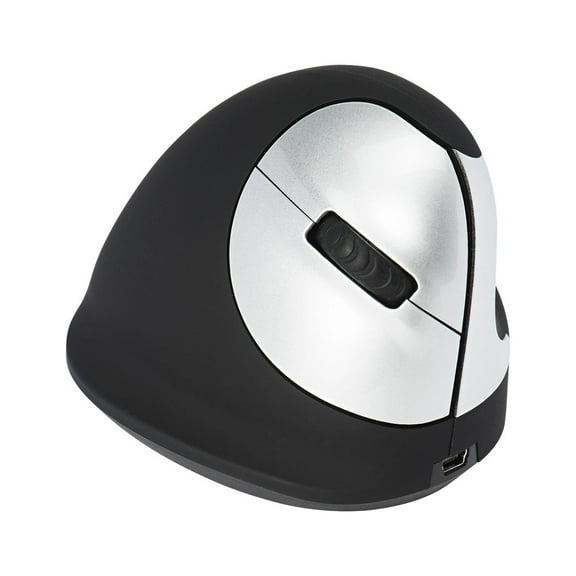 R-Go Tools Wireless Vertical Ergonomic Mouse, (Hand Size 165-185mm), Right-Handed, Black/Silver, Resolution (DPI) 500/1000/1750 for Windows, Mac, Linux, Plug and play