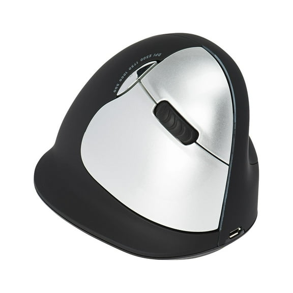 R-Go Tools Wireless Vertical Ergonomic Mouse, (Hand Size >185mm), Right-Handed, Black/Silver, Resolution (DPI) 500/1000/1750 for Windows, Mac, Linux, Plug and Play