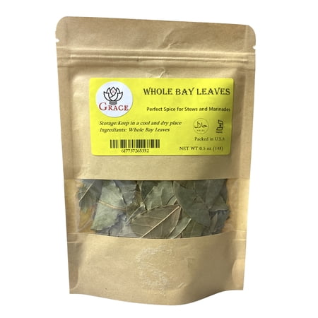 R-Grace Whole Bay Leaves Perfect Spice for Stews and Marinades 0.5 oz. Pack of 1 Packed in USA Halal Kosher