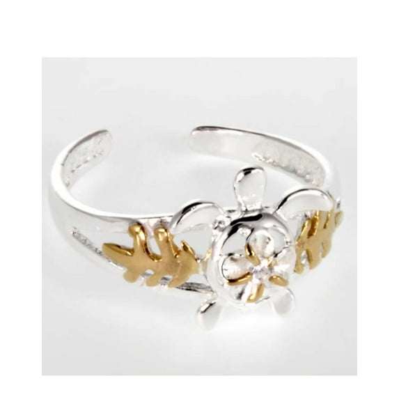 R.H. Jewelry Hawaii Silver Toe ring - Two Tone Sea Turtle Toering